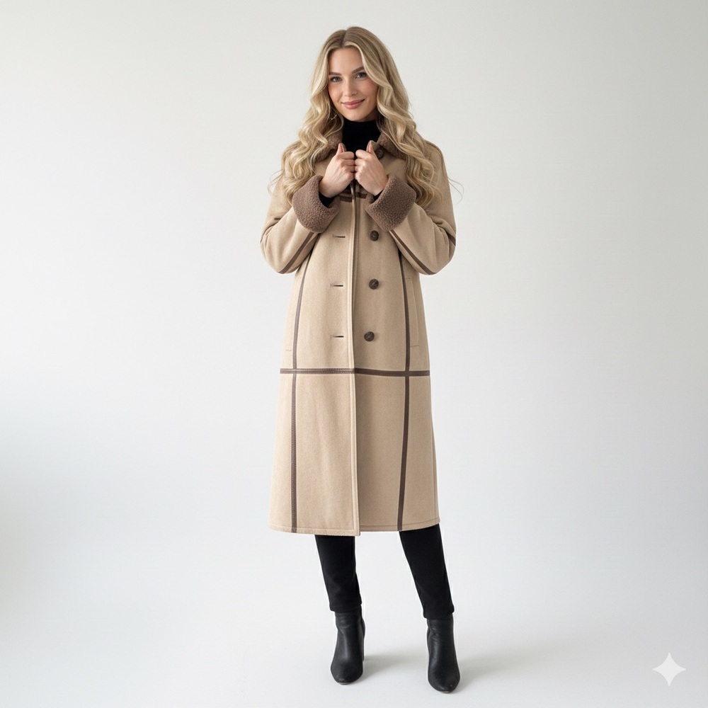 Luxury Taylor Shearling Long Coat | Women’s Size 6 | Ultra-Warm Sheepskin